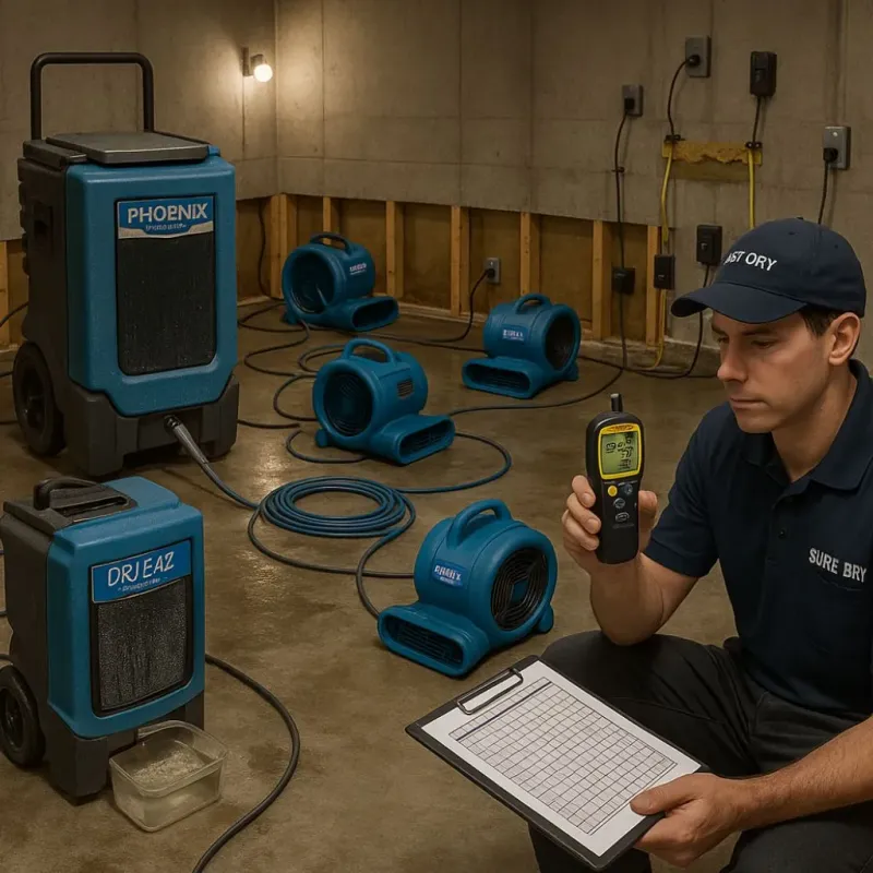 Structural Drying and Dehumidification process in Hummelstown, PA